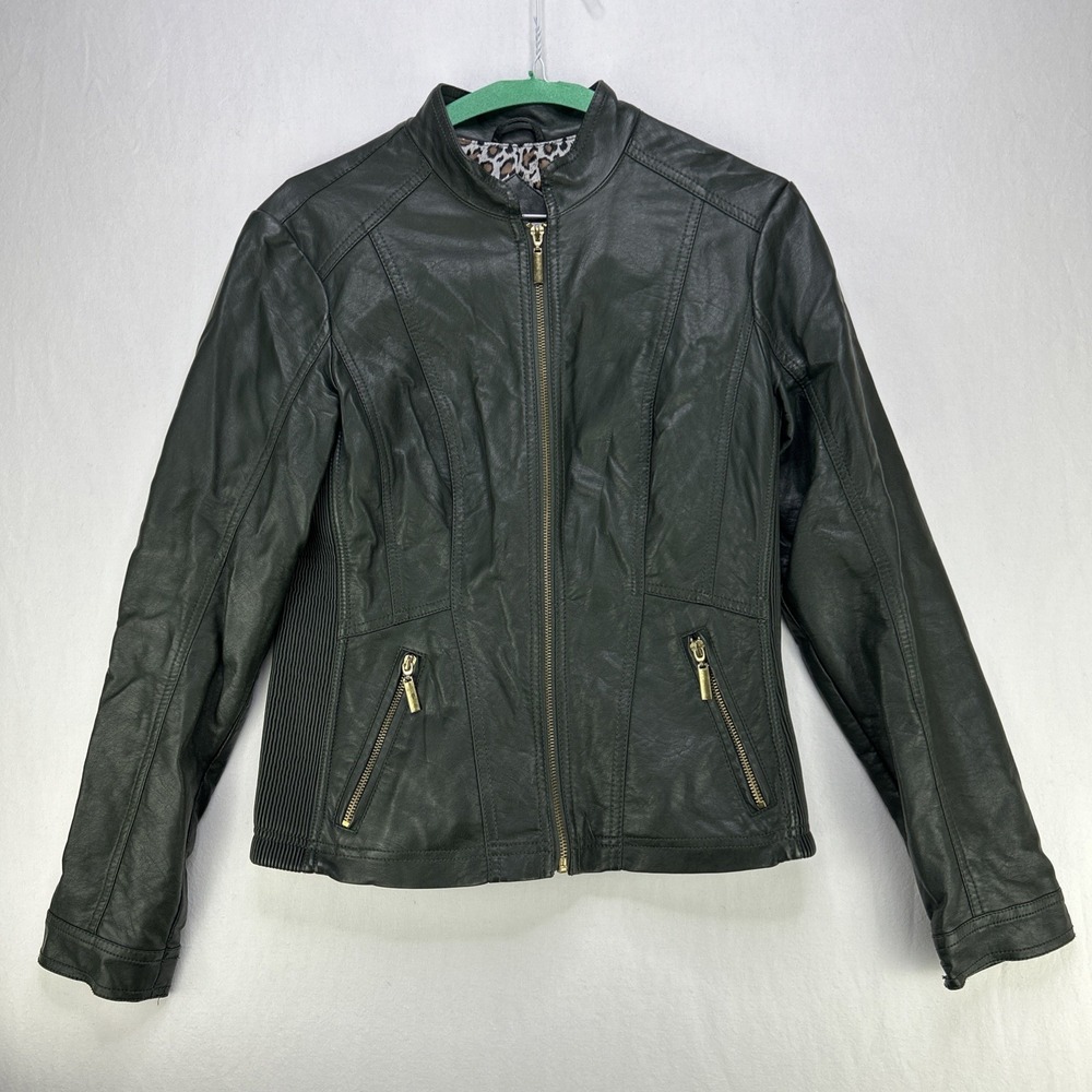 Cleo Faux Leather Jacket Women's XS Army Green